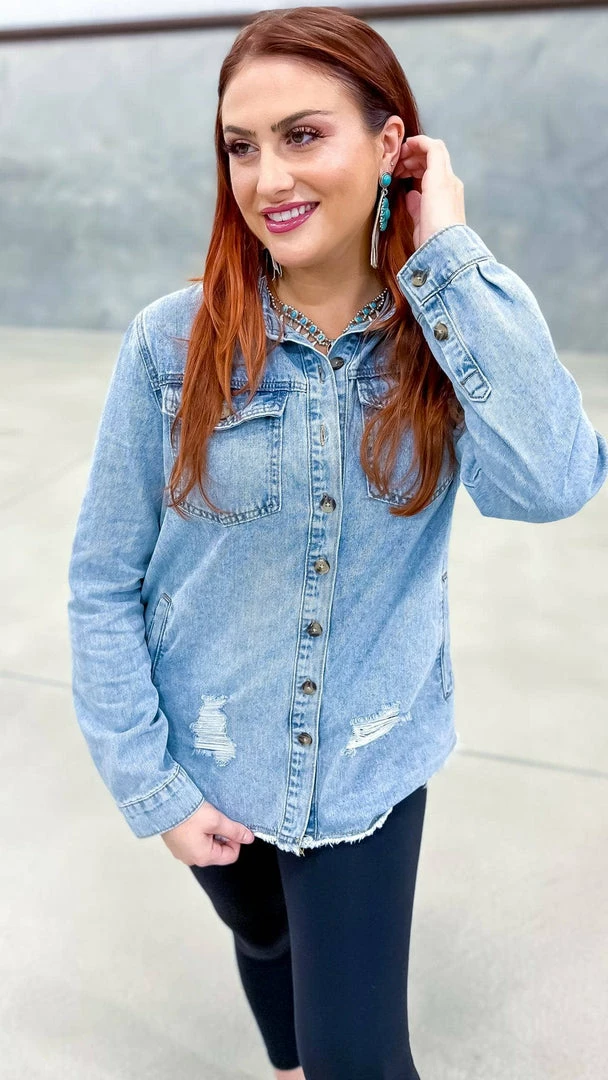 The ZigZag Stripe TOPS & TUNICS In My Favor Denim Top