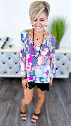 Emily Wonder TOPS & TUNICS Intriguing Conversation Top