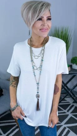 The ZigZag Stripe Ivory Boyfriend Tee