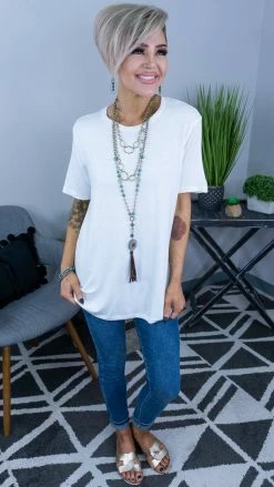 The ZigZag Stripe Ivory Boyfriend Tee