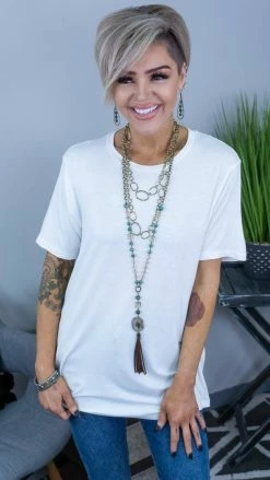 The ZigZag Stripe Ivory Boyfriend Tee