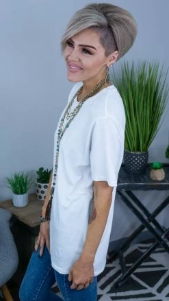 The ZigZag Stripe Ivory Boyfriend Tee