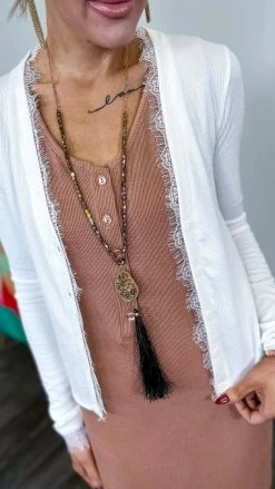 Zenana Ivory Charming Days Cardigan