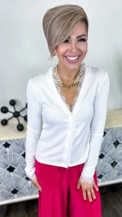 Zenana Ivory Charming Days Cardigan