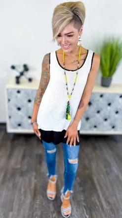 The ZigZag Stripe TOPS & TUNICS Ivory Good Timing Top [NO RETURNS]