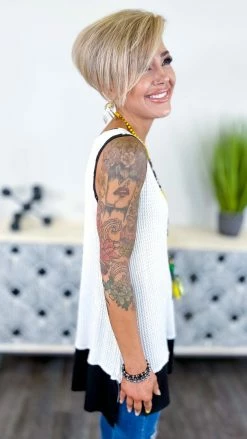 The ZigZag Stripe TOPS & TUNICS Ivory Good Timing Top [NO RETURNS]