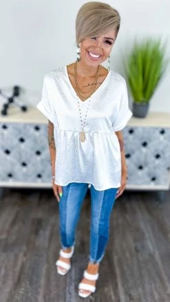The ZigZag Stripe Ivory Leopard City Sleek Top TOPS & TUNICS