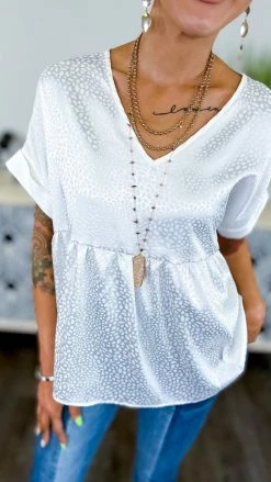 The ZigZag Stripe Ivory Leopard City Sleek Top TOPS & TUNICS