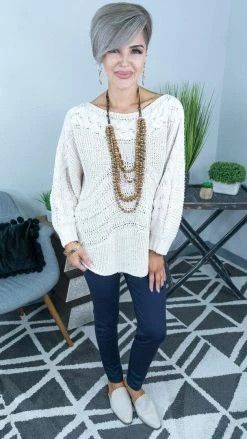 Davi & Dani Ivory Minimalist Sweater [NO RETURNS] TOPS & TUNICS