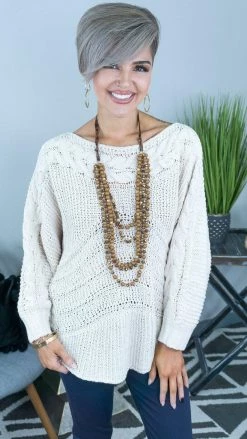 Davi & Dani Ivory Minimalist Sweater [NO RETURNS] TOPS & TUNICS