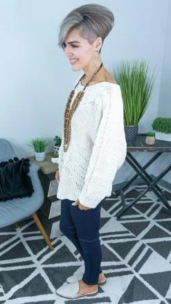 Davi & Dani Ivory Minimalist Sweater [NO RETURNS] TOPS & TUNICS