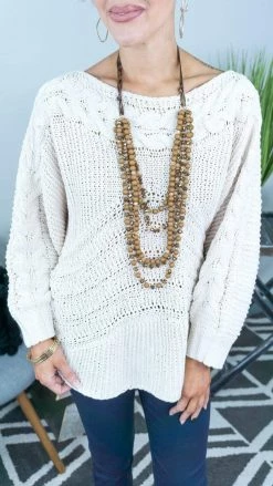 Davi & Dani Ivory Minimalist Sweater [NO RETURNS] TOPS & TUNICS