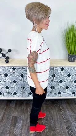 The ZigZag Stripe Ivory Miss Popular Top TOPS & TUNICS