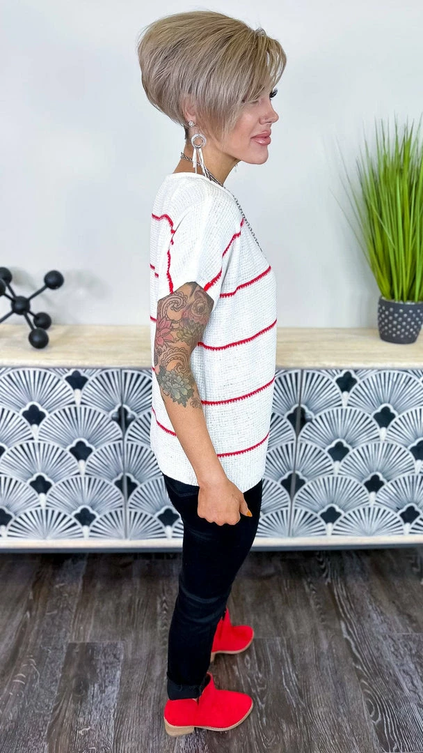 The ZigZag Stripe Ivory Miss Popular Top TOPS & TUNICS