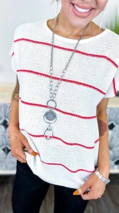 The ZigZag Stripe Ivory Miss Popular Top TOPS & TUNICS