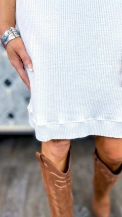 The ZigZag Stripe Ivory Next One Up Dress DRESSES