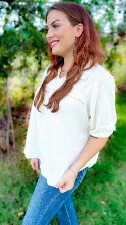 The ZigZag Stripe TOPS & TUNICS Ivory Noteworthy Style Top