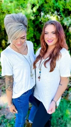 The ZigZag Stripe Ivory Slub Boyfriend Tee