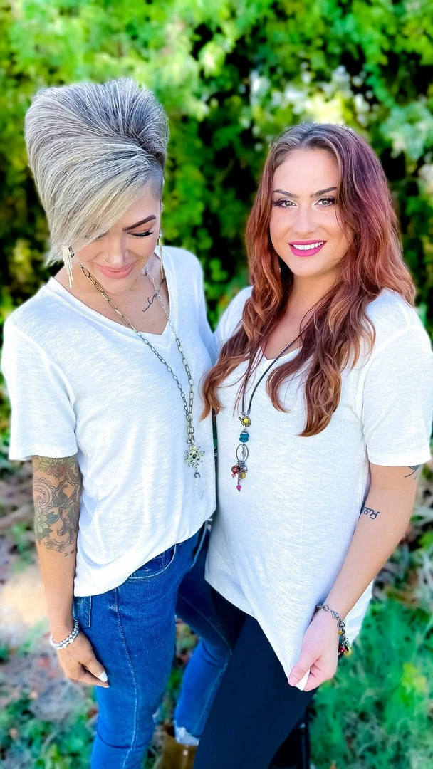 The ZigZag Stripe Ivory Slub Boyfriend Tee