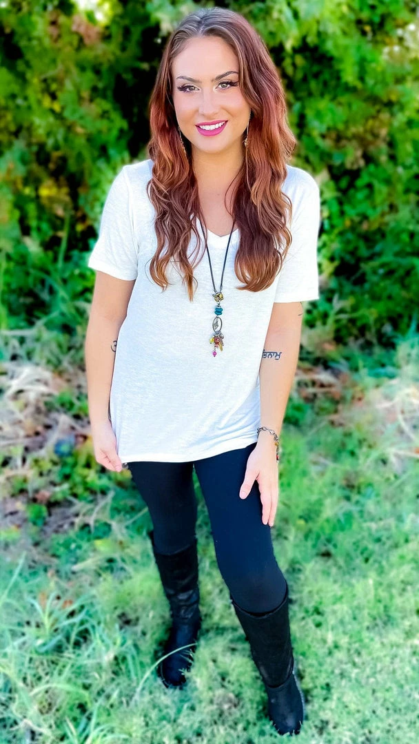 The ZigZag Stripe Ivory Slub Boyfriend Tee