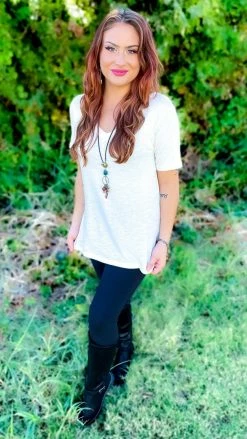 The ZigZag Stripe Ivory Slub Boyfriend Tee