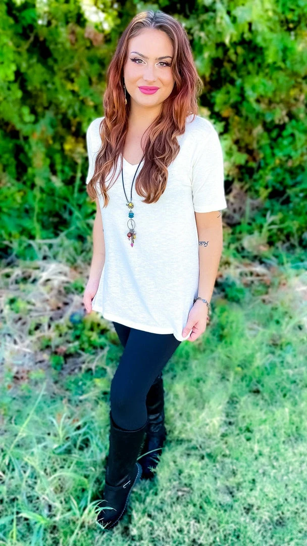 The ZigZag Stripe Ivory Slub Boyfriend Tee