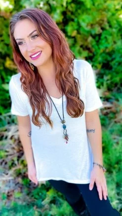 The ZigZag Stripe Ivory Slub Boyfriend Tee