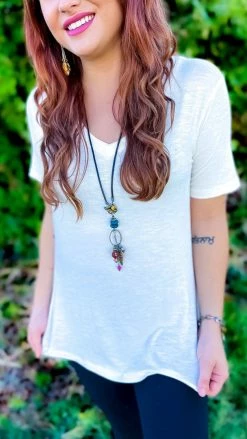 The ZigZag Stripe Ivory Slub Boyfriend Tee