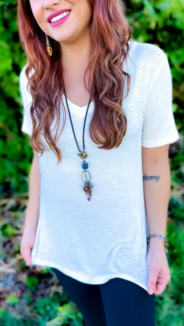 The ZigZag Stripe Ivory Slub Boyfriend Tee