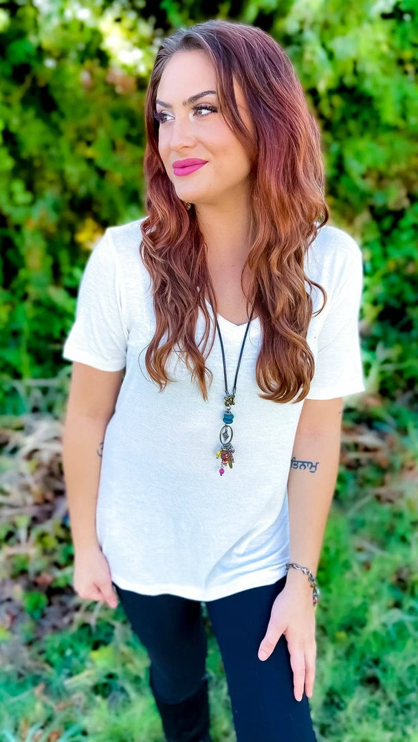 The ZigZag Stripe Ivory Slub Boyfriend Tee