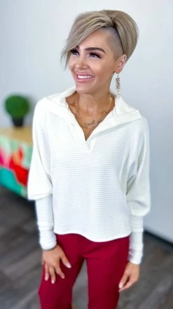 The ZigZag Stripe Ivory Valencia Vibes Sweater TOPS & TUNICS