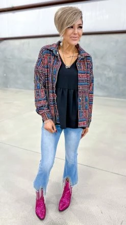 Savanna Jane Shackets Kickin' It Black Shacket