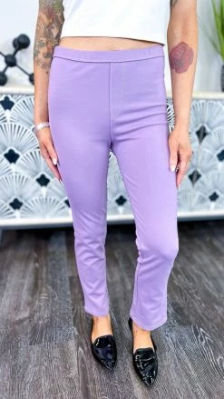 The ZigZag Stripe Lavender Basic Ponte Pants BOTTOMS
