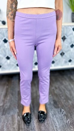 The ZigZag Stripe Lavender Basic Ponte Pants BOTTOMS