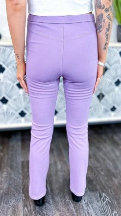 The ZigZag Stripe Lavender Basic Ponte Pants BOTTOMS