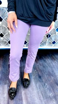 The ZigZag Stripe Lavender Basic Ponte Pants BOTTOMS