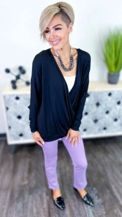 The ZigZag Stripe Lavender Basic Ponte Pants BOTTOMS