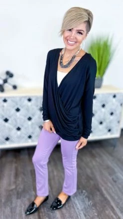 The ZigZag Stripe Lavender Basic Ponte Pants BOTTOMS