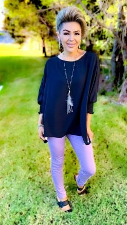 The ZigZag Stripe Lavender Skinny Ponte Pants BOTTOMS