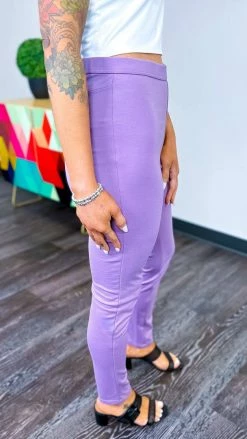 The ZigZag Stripe Lavender Skinny Ponte Pants BOTTOMS