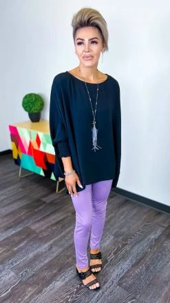 The ZigZag Stripe Lavender Skinny Ponte Pants BOTTOMS