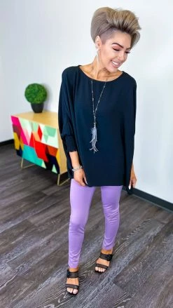 The ZigZag Stripe Lavender Skinny Ponte Pants BOTTOMS