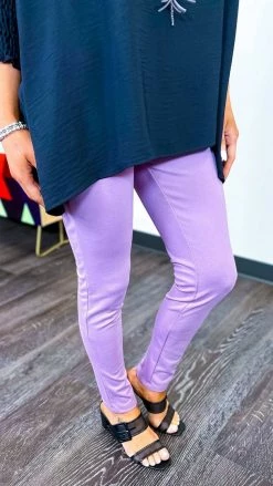 The ZigZag Stripe Lavender Skinny Ponte Pants BOTTOMS