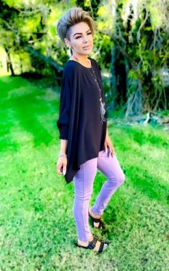 The ZigZag Stripe Lavender Skinny Ponte Pants BOTTOMS