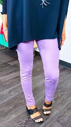 The ZigZag Stripe Lavender Skinny Ponte Pants BOTTOMS