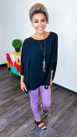 The ZigZag Stripe Lavender Skinny Ponte Pants BOTTOMS