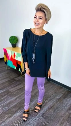 The ZigZag Stripe Lavender Skinny Ponte Pants BOTTOMS