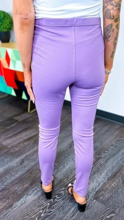 The ZigZag Stripe Lavender Skinny Ponte Pants BOTTOMS