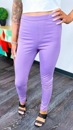 The ZigZag Stripe Lavender Skinny Ponte Pants BOTTOMS