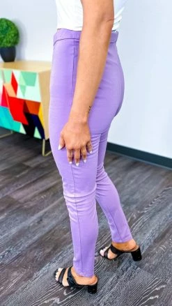 The ZigZag Stripe Lavender Skinny Ponte Pants BOTTOMS